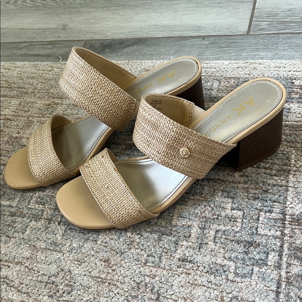 Anne Klein Tan Sandals with Woven Straps